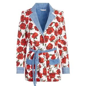 NWT Alice + Olivia Verna Notch Collar Robe With Tie Waist XS